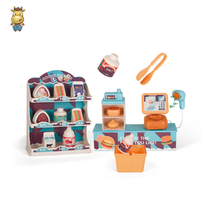 Ensemble de jeu de caisse de supermarché pour enfants en paille de blé écologique avec scanner sonore 18 pièces - Product Image 1