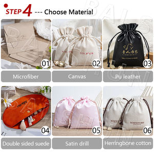 하이 퀄리티 네이비 벨벳 졸라매는 끈 파우치 가발 향수 보석 화장품 럭셔리 스크린 인쇄 소프트 사용자 정의 포장 가방 - Product Image 4