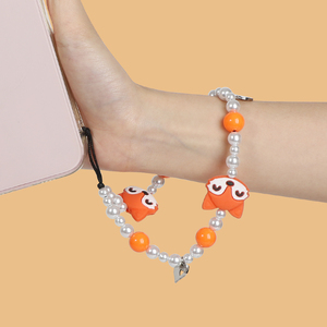 Chaîne de <span class=keywords><strong>téléphone</strong></span> et dragonne de poignet en perles acryliques motif œil porte-bonheur, <span class=keywords><strong>avec</strong></span> pendentif en silicone personnalisé motif pingouin, pizza ou dessin animé, joli breloque de <span class=keywords><strong>téléphone</strong></span> pour <span class=keywords><strong>coque</strong></span> de <span class=keywords><strong>téléphone</strong></span> - Product Image 3