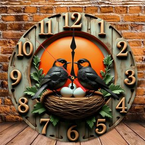 Round Wooden Wall <b>Clock</b> 25cm <b>Silent</b> Quartz Indoor Decorative <b>Clock</b> - Product Image 5