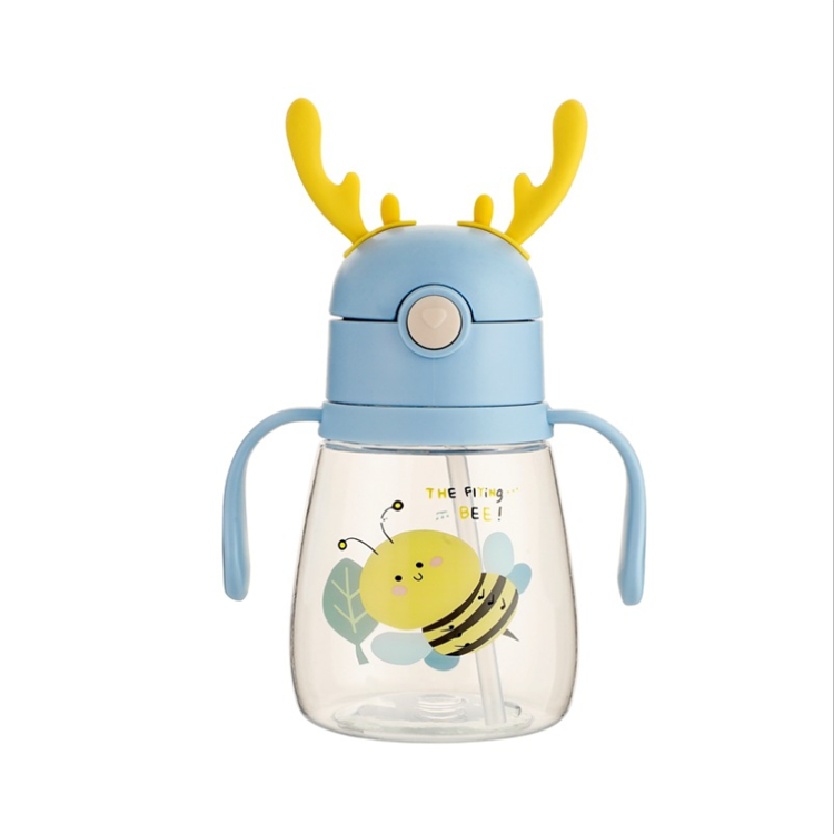 400 мл, оптовая продажа, термостойкая герметичная дешевая Милая пластиковая детская бутылка для воды без бисфенола А с соломинкой