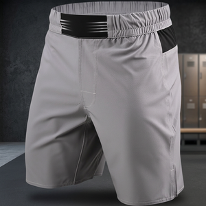 Shorts d'entraînement MMA gris en polyester pour hommes, anti-humidité, coupe classique, vêtements de sport - Product Image 1