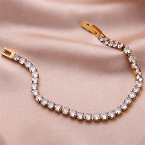 High Quality Fashion <b>Crystal</b> Buckle Design <b>Bracelet</b> Gold Plated Stainless Steel Women's Zircon <b>Bracelets</b> - Product Image 4