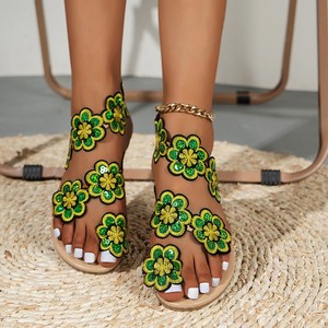 Scarpe da <span class=keywords><strong>donna</strong></span> di moda taglia <span class=keywords><strong>43</strong></span> nuove pantofole a fondo piatto da esterno <span class=keywords><strong>sandali</strong></span> da <span class=keywords><strong>donna</strong></span> in stile bohémien - Product Image 1