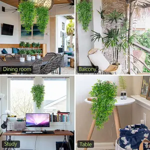 Simulation Bamboo Rattan Green Leaf Rattan Hanging Plants For Home And Outdoor Decoration