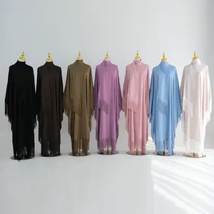 أحدث فساتين Loriya التقليدية المتواضعة للنساء عباية إسلامية دبي ، ملابس إسلامية فساتين نسائية من الساتان