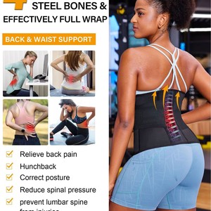 ウエストトレーナー女性用腹脂肪サウナ汗サポートおなかラップワークアウトベルトシェイパーバンドジッパー - Product Image 3
