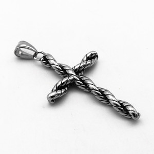 Yunnique – collier avec pendentif croix torsadée, en acier inoxydable, bijoux unisexes, design géométrique, TGHP-PC0869 - Product Image 3