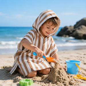 Serviette <span class=keywords><strong>de</strong></span> bain à capuche pour enfants 100% coton personnalisée, <span class=keywords><strong>peignoir</strong></span> rayé pour bébé, poncho <span class=keywords><strong>de</strong></span> bain, cape <span class=keywords><strong>de</strong></span> <span class=keywords><strong>plage</strong></span> douce pour les tout-petits garçons et filles - Product Image 2