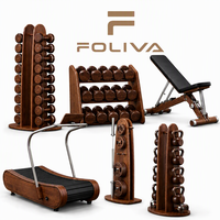 Set Dumbbell Walnut Solid Mewah Premium Baja Tahan Karat untuk Latihan Kekuatan Profesional di Gym Pribadi Eropa