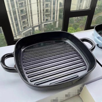 Poêle carrée en fonte sans revêtement, écologique, facile à nettoyer, 26 cm, de haute qualité, pour grillades de steaks, compatible gaz, pour Smeg