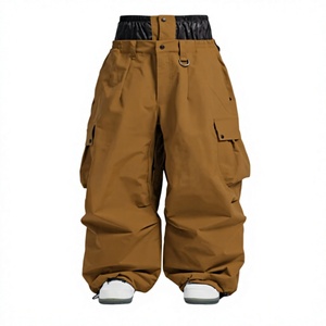 Men's Brown Waterproof Ski <b>Pants</b> With Cargo Pockets And Button Closure For Snow Sports - Product Image 1
