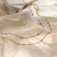 Collier en acier inoxydable plaqué or 18 carats avec chaîne et strass en forme de marquise, bijoux tendance pour fêtes et cadeaux – Grande Vente