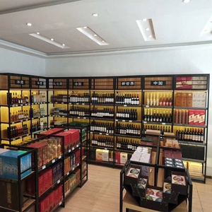 Hecho a medida de acero y estructura de madera <span class=keywords><strong>estantes</strong></span> se utilizan <span class=keywords><strong>para</strong></span> vino de la pantalla o la colocación de productos en el supermercado bar tiendas - Product Image 4