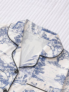 بيجامات للنساء طباعة النمر مريحة قصيرة الأكمام بيجامة وسراويل طويلة بيجامة من قطعتين صالة مجموعة ملابس نوم نسائية - Product Image 3