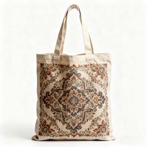 Custom Printed Logo <b>Tote</b> Bag Organic Blank Cotton Canvas Shopping Bag With Outside Pocket - Product Image 1