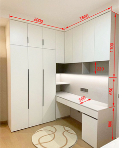 <span class=keywords><strong>Suite</strong></span> di Mobili Integrati Salvaspazio - Combinazione di Armadio, Scrivania e Scaffali - Product Image 3