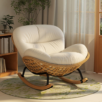 Fauteuil à bascule en rotin tressé d'extérieur, chaise balançoire élégante en tissu pour la maison, pour se détendre, fauteuil de salon moderne, canapé individuel