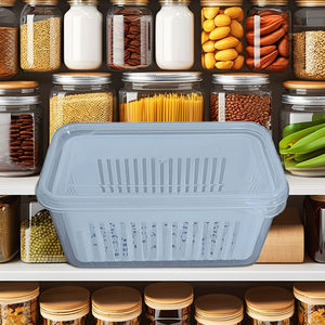 กล่องเก็บอาหารพลาสติกทรงสี่เหลี่ยม YHYP ใช้กับไมโครเวฟ ช่อง<span class=keywords><strong>แช่</strong></span>แข็ง และเครื่องล้างจานได้ พับเก็บได้ สำหรับเก็บอาหาร ผลไม้ ผัก พร้อมตะแกรงล้าง - Product Image 6