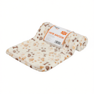 Couverture pour animaux de compagnie Lingo 75 x 50 cm, blanche beige, fausse fourrure, literie pour chien, douce, chaude et confortable - Product Image 3