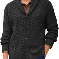 Herbst Winter Herren Zopfmuster Schalkragen Strickjacke Diamant-Wabenmuster Knopfleiste Business Casual Strickwaren