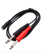 Câble adaptateur audio 20 cm, prise femelle 3,5 mm vers 2x6,35 mm TRS mono mâle, prise jack, 1/4 TSF femelle vers double TS 2 mâle 6,35 mm