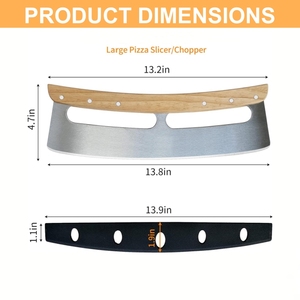 Cortador de <span class=keywords><strong>pizza</strong></span> Mango de madera Semi Redondo <span class=keywords><strong>Pizza</strong></span> Rock Acero inoxidable Corte de <span class=keywords><strong>pizza</strong></span> con cubierta protectora Cuchillo de cocina - Product Image 2