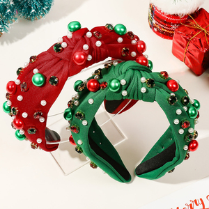 Xmas Nieuwjaar Rood Groen Kleur Vrouwen Haaraccessoires Mode Sneeuwvlok Santa Claus Cartoon Diamant Parel Kerst Hoofdband - Product Image 2