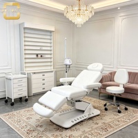 Fauteuil d'esthétique électrique de qualité médicale haut de gamme, tout en PU blanc, avec jambes séparées, pour cliniques esthétiques haut de gamme et spas de luxe