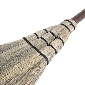 Hot Sale Home Cleaning Tools Multi-functional Bamboo Grass Broom Raw Material with Wooden Handle