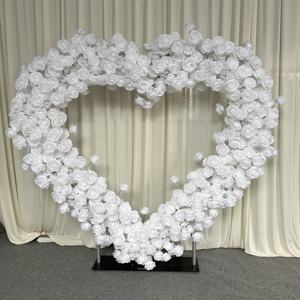 ซุ้มดอกไม้รูปหัวใจสีขาวสำหรับงานแต่งงาน Y-HFA137 ขายดี ขนาด 2 เมตร ซุ้มดอกไม้รูปหัวใจประดับกุหลาบประดิษฐ์ ซุ้มดอกไม้รูปหัวใจผ้าไหมตกแต่ง - Product Image 1