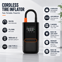 Cordless Plastic Tire Inflator Portable Air Pump with Digital Display and Fast Inflate for Car SUV Bicycle
