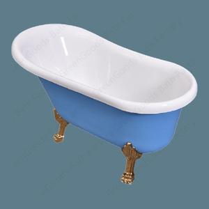 Baignoire japonaise sur sol en béton, couleur bleue, nouvelle collection - Product Image 3