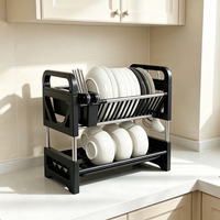 Égouttoir à vaisselle multifonction à double niveau en acier inoxydable et plastique durable, avec porte-couteaux et ustensiles, rangement de cuisine - Vente chaude