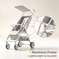 Poussette bébé légère, pliage à une touche, cadre en aluminium, grand pare-soleil, position assise et inclinable pour bébé de 0 à 3 ans