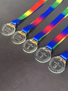 Medaglie in Cristallo Personalizzate Economiche Rotonde per Competizioni Targa Sportiva Personalizzata con Nastro Lucidato Inciso <span class=keywords><strong>ADEL</strong></span> - Product Image 5