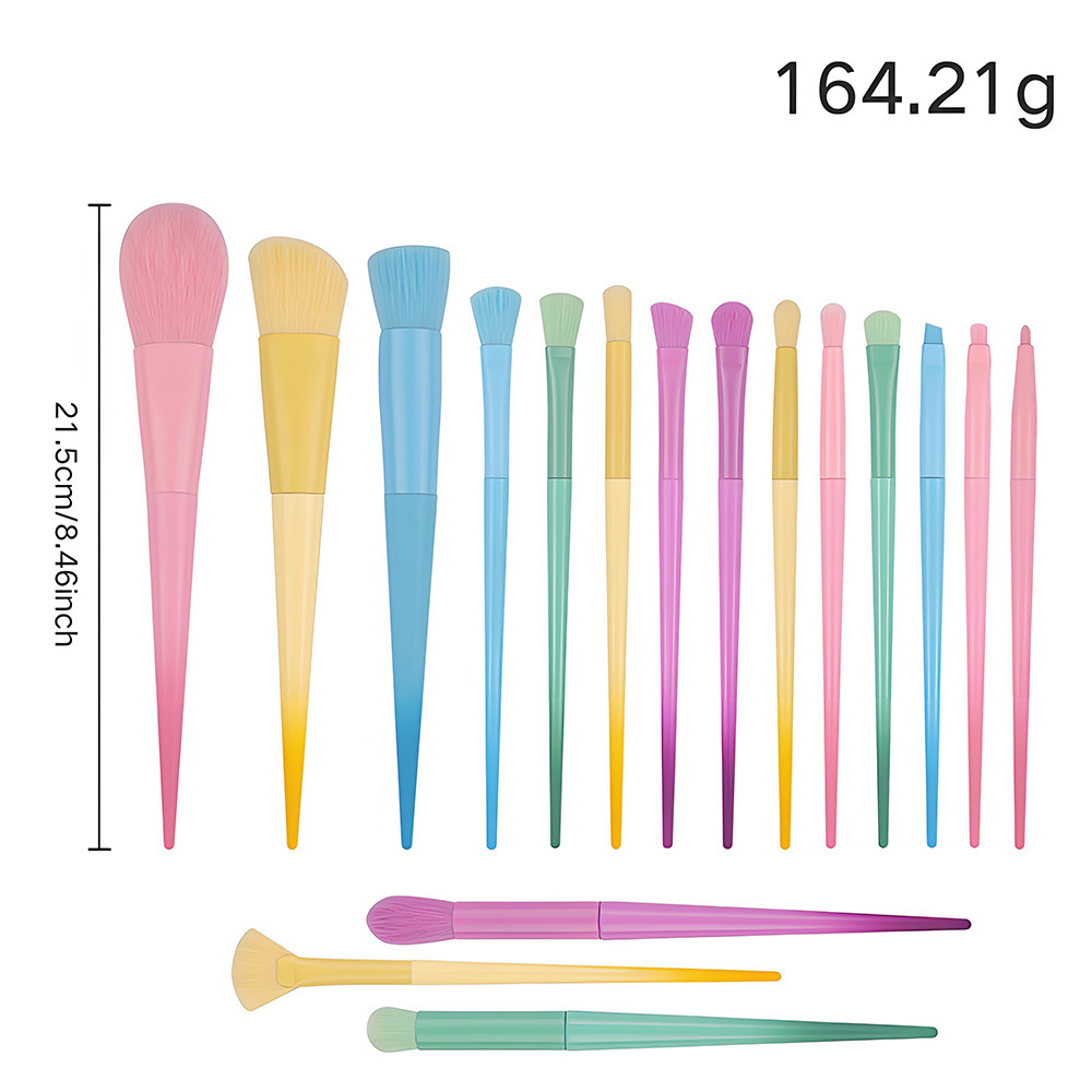 Ensemble de pinceaux de maquillage couleur bonbon 17 pièces