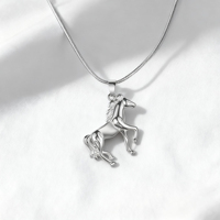 Collier unisexe style Hip Hop en acier inoxydable plaqué argent avec pendentif cheval de la prospérité, étanche, cadeau tendance, chaîne à maillons