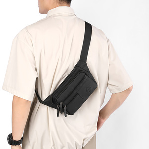 Men's Fanny Pack Large Capacity Multi Layer Chest Bag Black Solid Color Everyday Outfits Spring 2025 - Product Image 2