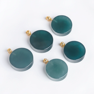หยกเจไดต์แท้ธรรมชาติ เกรด A ตัวเรือนทอง 18K สีน้ำเงินใส จี้หยกทรงกลมเล็ก ไม่มีรู แบบน้ำแข็ง เกรดไอซ์ สไตล์ผู้หญิง - Product Image 2