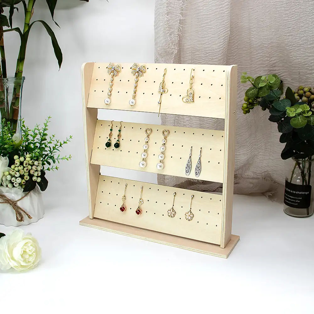 Jewelry Stand Customized Natural Wood Jewelry Earring Organizer Display Stand