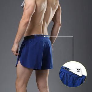 Pantaloncini da corsa da uomo in fodera in tessuto Spandex in poliestere personalizzato <span class=keywords><strong>con</strong></span> tasca posteriore <span class=keywords><strong>con</strong></span> Zip pantaloncini da maratona sportivi da allenamento per Fitness maschile - Product Image 2