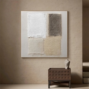 Minimaliste Beige Arche Toile Mur Art Wabi Sabi Texture Peinture À L'huile À La Main Encadrée peinture à l'huile Art Déco pour chambre d'hôtel - Product Image 1