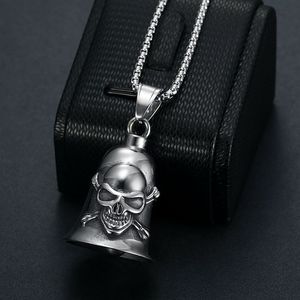 Yunnique-collar con colgante de calavera de acero inoxidable para hombre, cadena de 3mm, 61cm de longitud, estilo vintage, regalo, joyería - Product Image 2