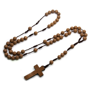 Retro Wooden <b>Rosary</b> Beads Cross Necklace Handmade Prayer Beads For Religious Use Yiwu Origin - Product Image 3