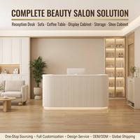 Ensemble de mobilier de salon de beauté intelligent à lattes avec haut-parleur à chargement sans fil 15W, en contreplaqué E0, entièrement assemblé, solution tout-en-un pour salon