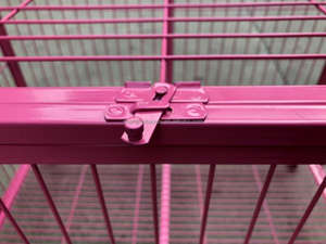 Cage pour chien de luxe Baiyou rose avec plateau en plastique à bouton-pression, roues en fer épaissies, installation facile, anti-évasion, boîte solide - Product Image 3