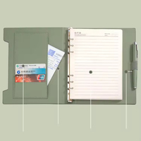 Bureau d'entreprise A5 carnet d'agenda coffret cadeau vert affaires Promotion cadeaux classeur avec fente pour carte stylo anneau couverture en cuir PU
