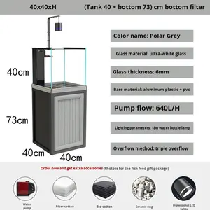 ตู้ปลาแก้วในร่มพร้อมไฟกรองด้านล่าง ดีไซน์หรูหรา สั่งทำได้ ไม่ต้องเปลี่ยนน้ำ ตู้ปลาสำหรับคนขี้เกียจ - Product Image 2