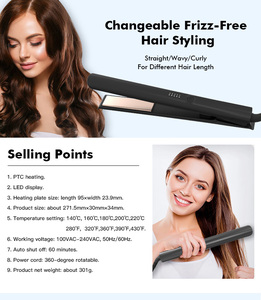 Plancha de Pelo Profesional de Cerámica con Doble Voltaje y Rizador, Calentamiento Rápido PTC, Pantalla LED, Protección de Apagado Automático - Product Image 2
